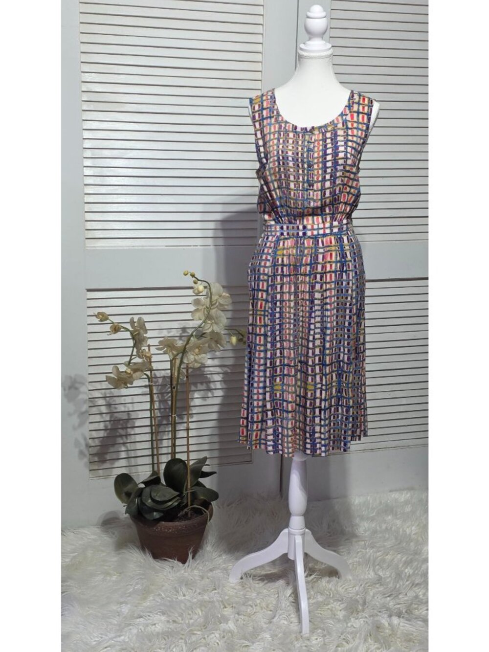 Plenty By Tracy Reese Women's Multicolor Rayon Sleeveless A-Line Dress Sz 8 3859